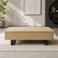 Table basse extensible avec plateau coulissant avec rangement dissimulé, MDF naturel, design moderne inspiré du milieu du siècle