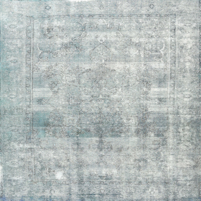 Tapis traditionnel gris / bleu mer Eversley, Rond 8 pi
