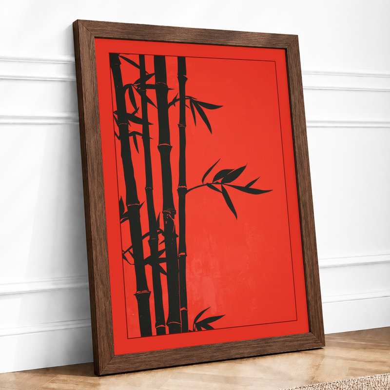 Bamboo Silhouette Japandi - Framed Print, A4 - 29.7 x 21.0 cm, Walnut