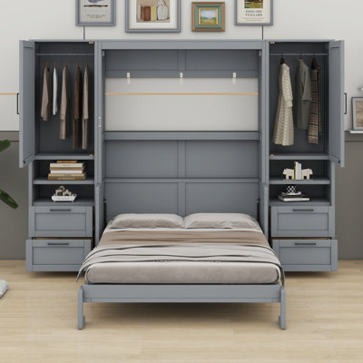 Lit escamotable Murphy avec placard, tiroirs et tablettes