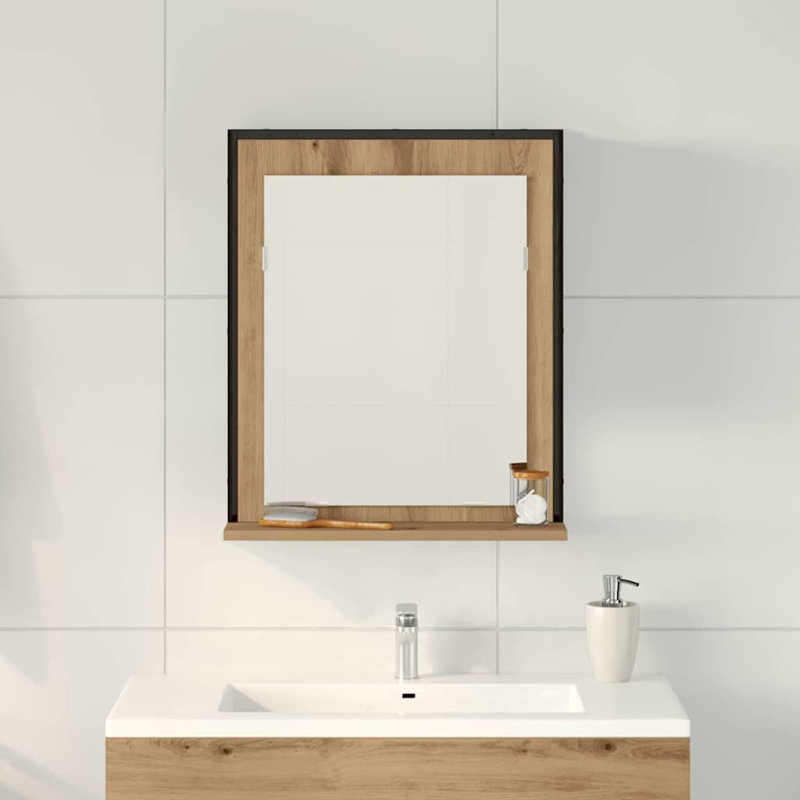 Bathroom Mirror 50 X 12 X 60 Cm Engineered Wood, Artisan Oak