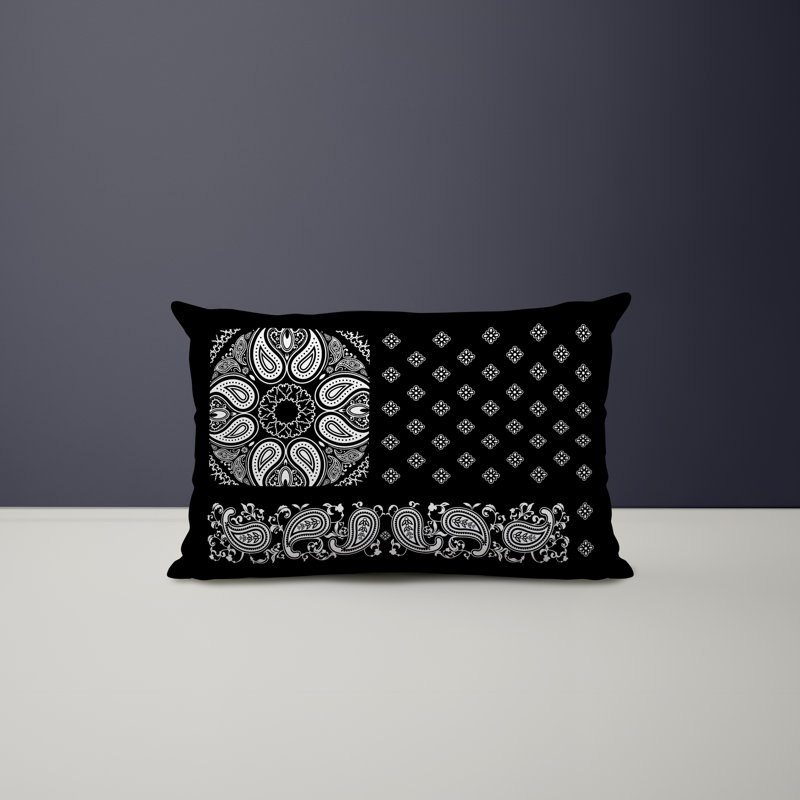 Polyester / Mélange de polyester Housse de coussin rectangulaire intérieure / extérieure lombaire et insert, Noir