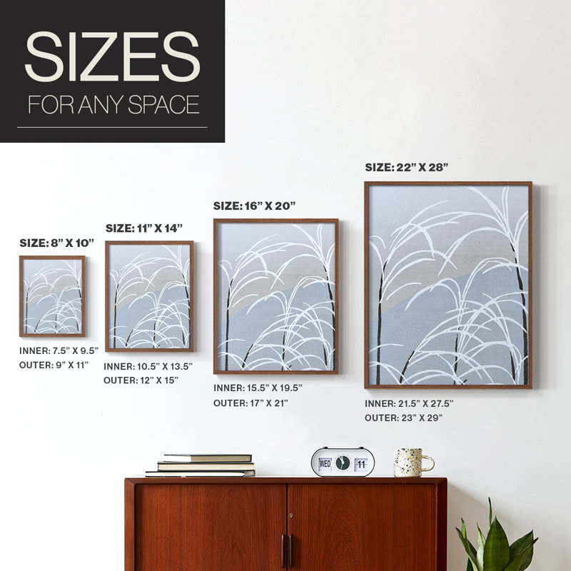 Impression florale vintage encadrée LXI - bois massif, Noyer, H 21 po x l 17 po