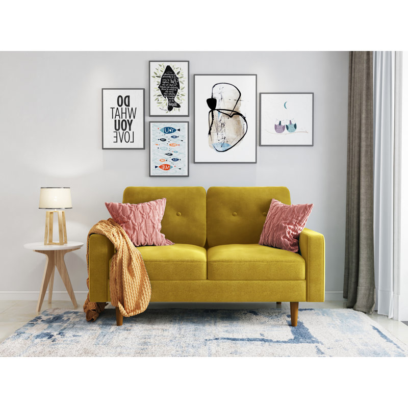 58'' Velvet Loveseat, Goldenrod Velvet 