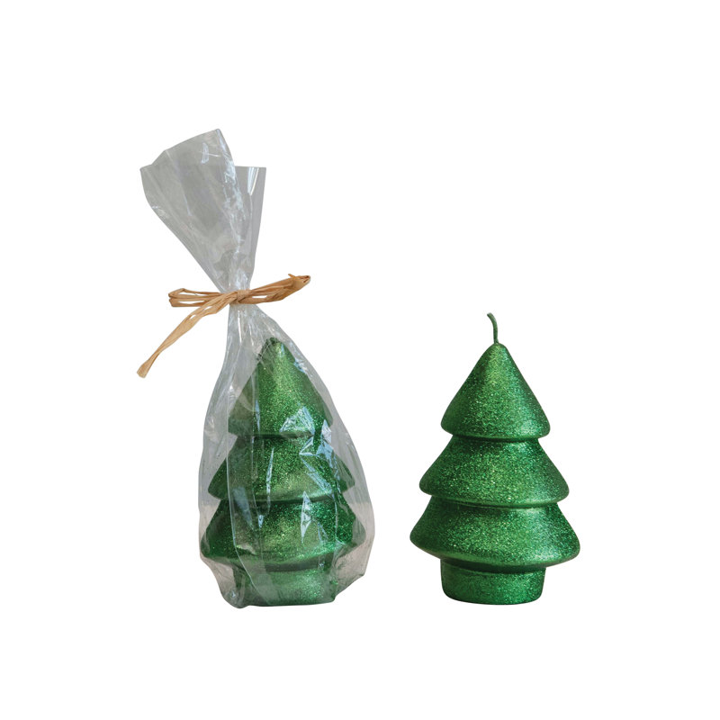 Bougie fantaisie en forme d'arbre non parfumée, H 3,5 po x l 3 po x P 3 po