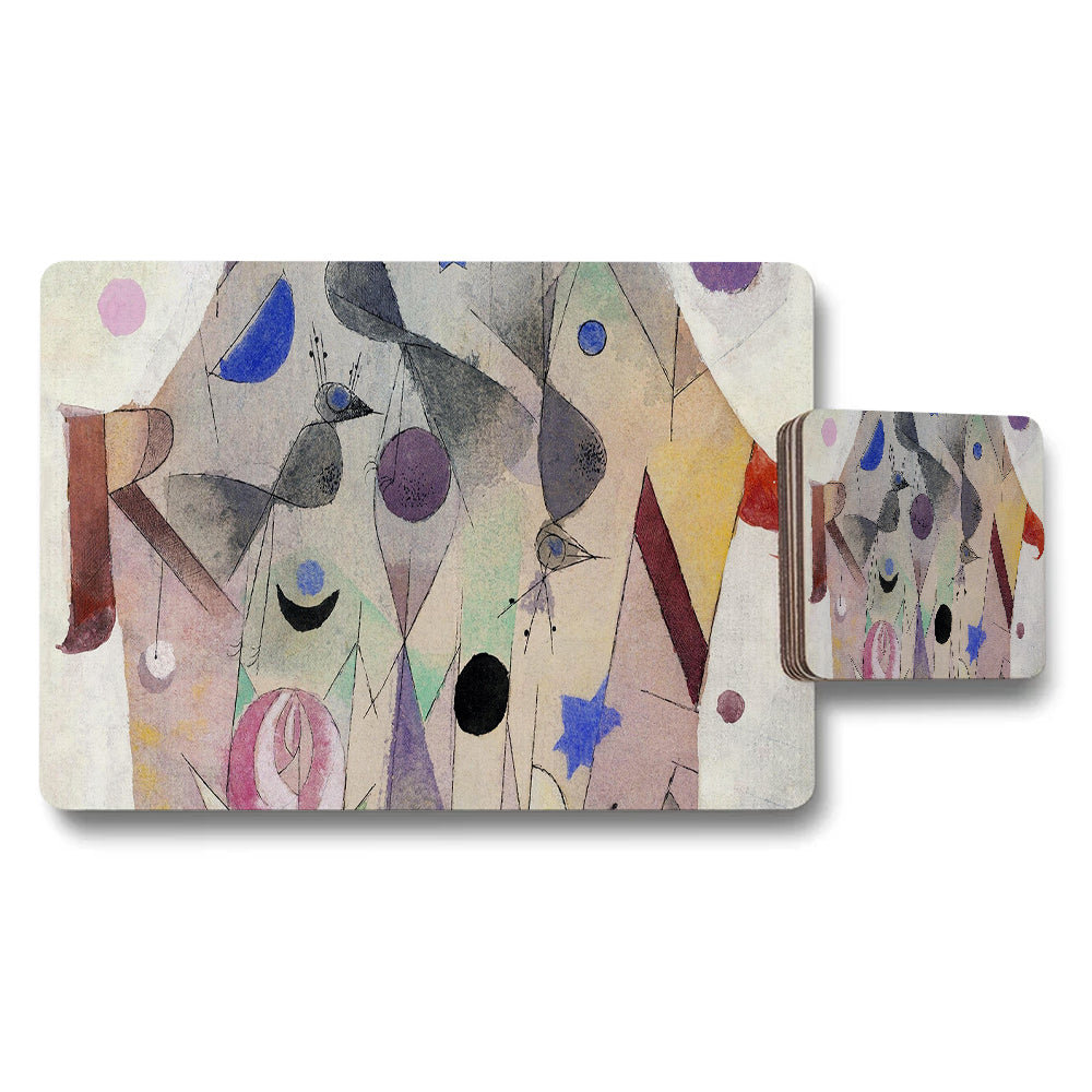Pastel Abstract Art Placemats And Coaster Set For Dining Table