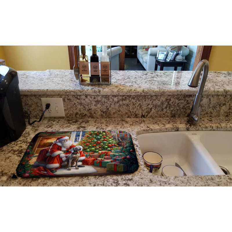 Weimaraner and Santa Claus Dish Drying Mat