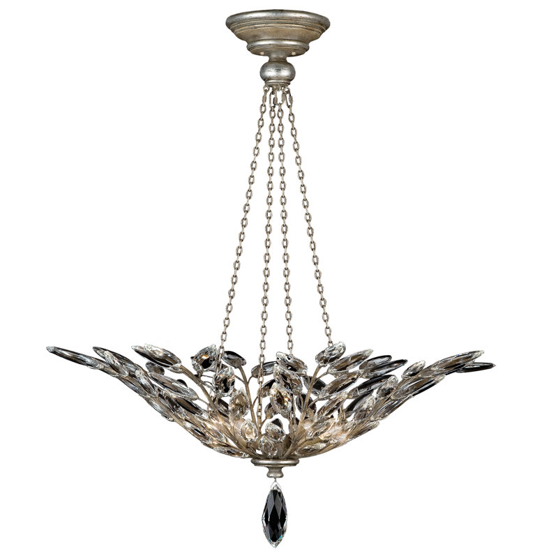 Elegant Silver Crystal Laurel 4-Light Pendant