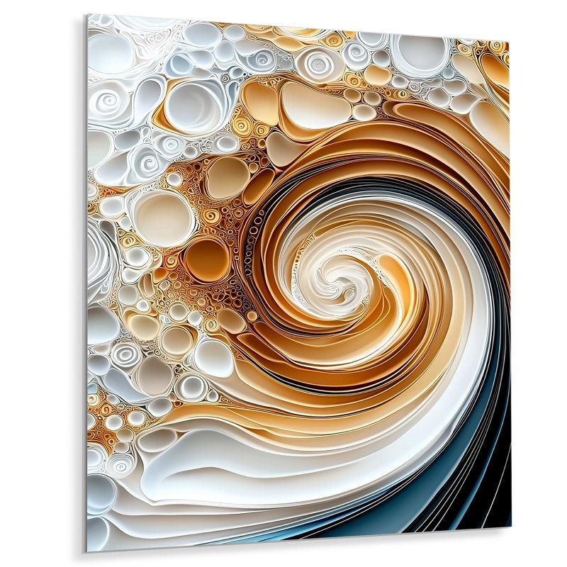 Irum II - art moderne en métal, impression en spirale sur métal, H 44 po x l 34 po x P 0,84 po