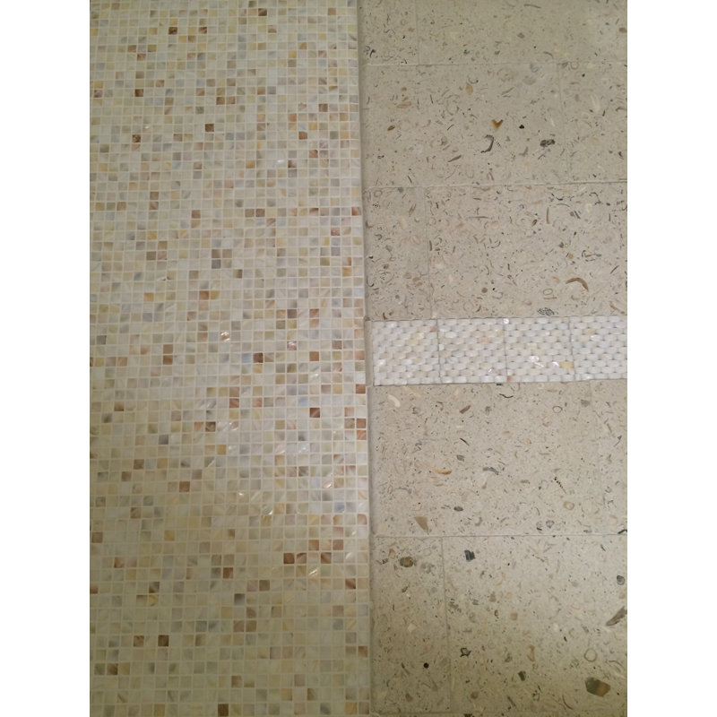 SeaTile 0.6" x 0.6" Seashell Grid Mosaic Wall & Floor Tile, Natural