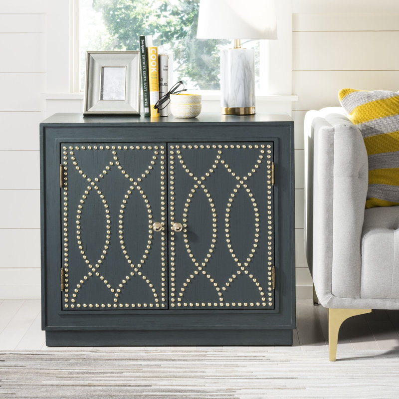Studded Accent Cabinet, Steel Teal