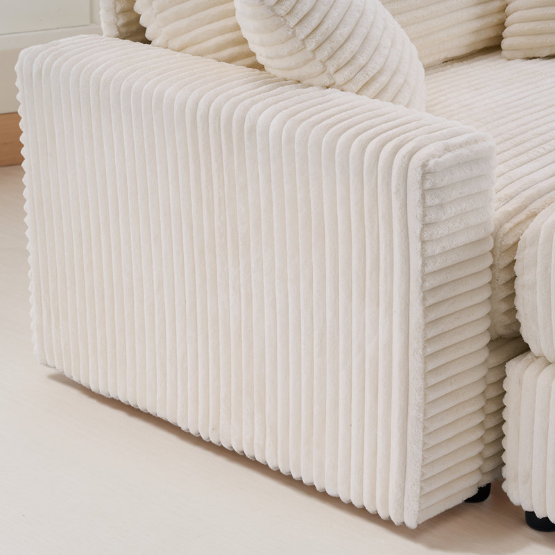 Chaise longue rembourrée à accoudoirs carrés l 54,3 po, Beige