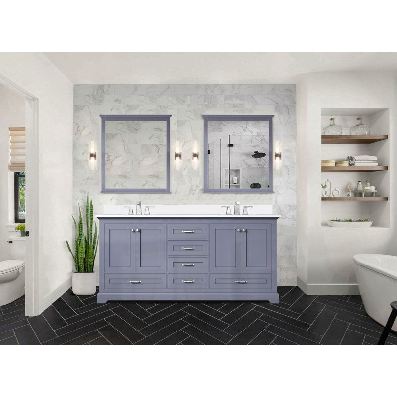 Double Bath Vanity 72 In. W X 22 In. D, With Cultured Marble Top, Gray, 72"