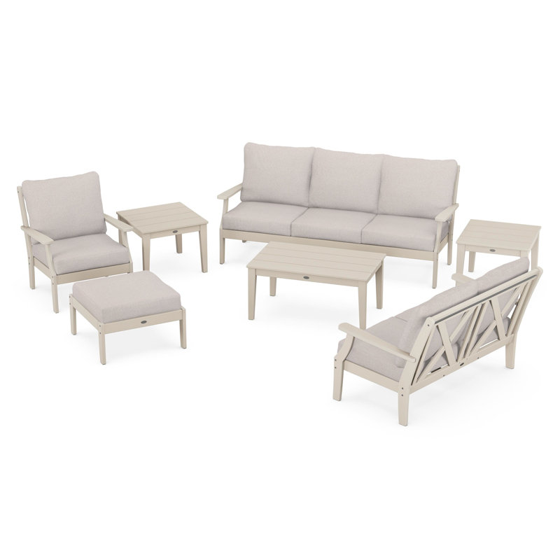 Braxton 7-Piece Deep Seating Set, Sand, Dune Burlap