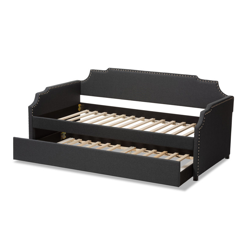 Lit de jour simple avec couchette Millbury, Gris anthracite