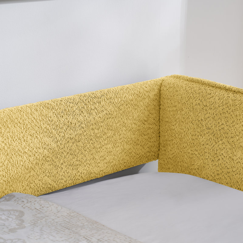 Canapé-lit simple escamotable avec lit gigogne et lit capitonné en tissu Boucle, Lit simple, Jaune