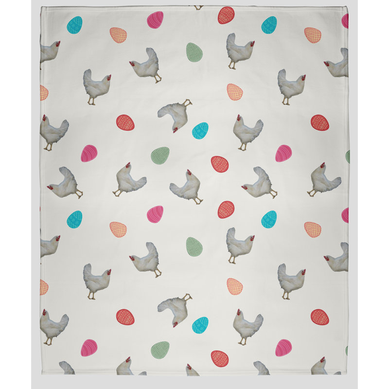 Bianco Chickens and Eggs Blanket, W127 x L152cm, White