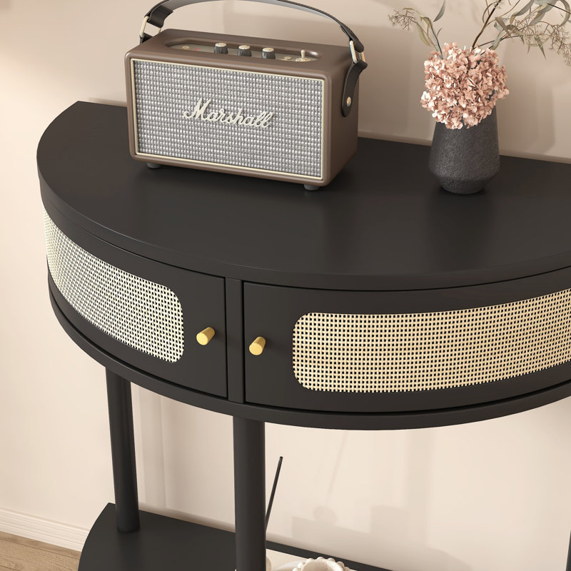 Half Moon Design End Table, Semi-Circle Entryway Console Table With Storage