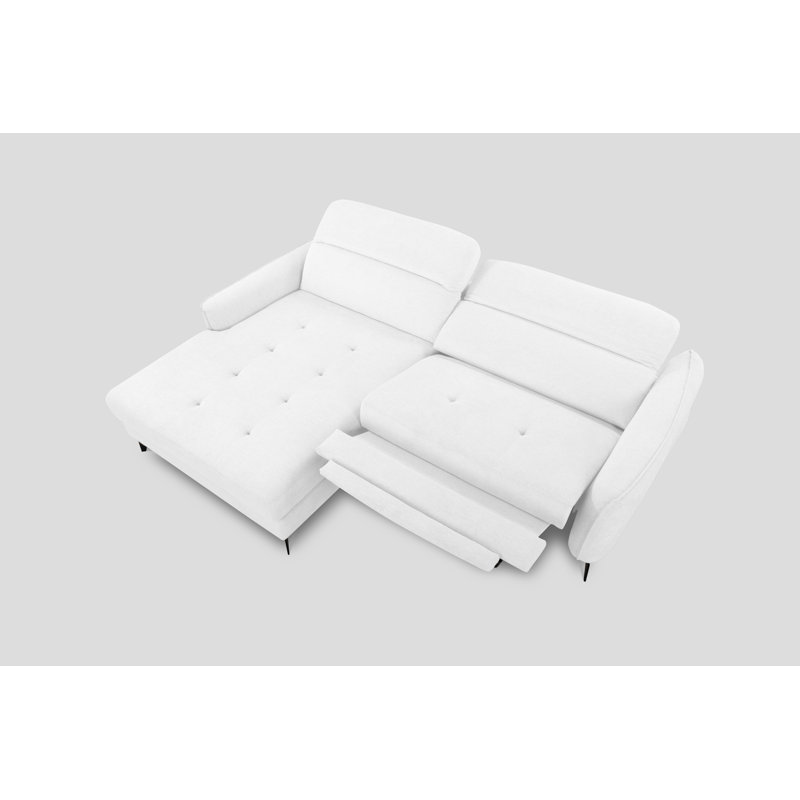 Morpeth Power Reclining Upholstered Corner Sofa in Chenille Fabric with Adjustable Headrests, Left Hand Facing, White