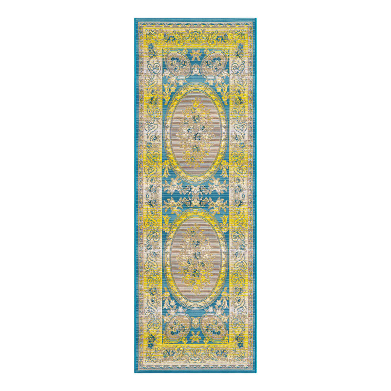 Blue Cahuita Indoor/Outdoor Traditional Rug, Runner 2' x 6'