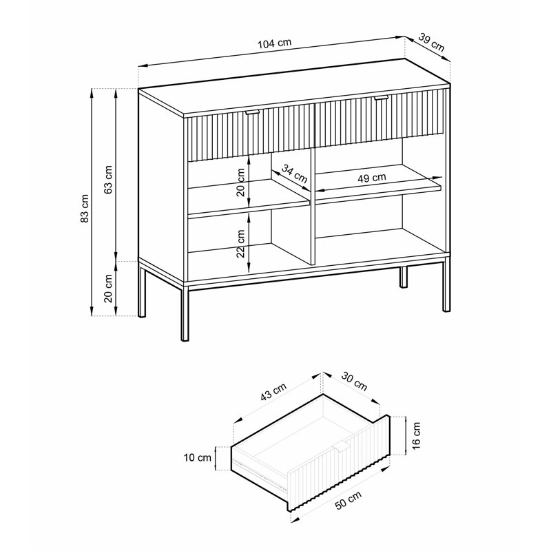 Beton 104cm Sideboard, White