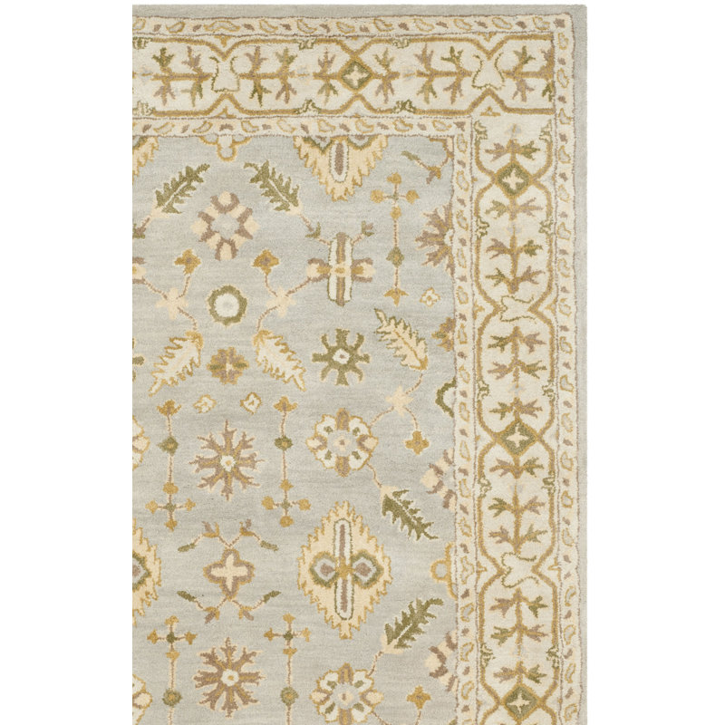Tapis bleu clair / ivoire en laine touffeté à la main Tosca, Carré 6 pi