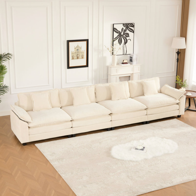 Canapé modulaire confortable, tissu chenille, style moderne pour le salon