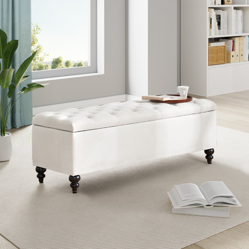 Ashtin Tufted Storage Bench, Beige
