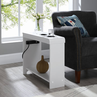 Aagot End Table with Charging Station – Nightstand with USB Ports & Outlets, Perfect Bedside Table for Modern Living