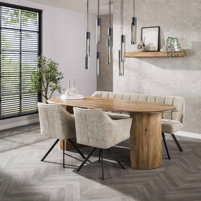 Nyala Oval Solid Wood Top Dining Table