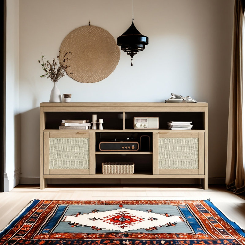 Meuble télé Mid-Century Rattan