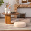 Table basse ronde de 31,5 po en bois avec 3 tabourets gigognes en tissu Teddy, ensemble de tables centrales multifonctionnelles avec rangement caché pour le salon