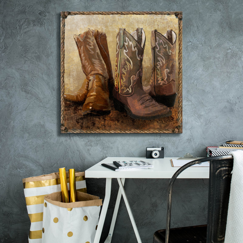 Toile épique «Roped in bottes» par Art Licensing Studio, 26 po x 26 po