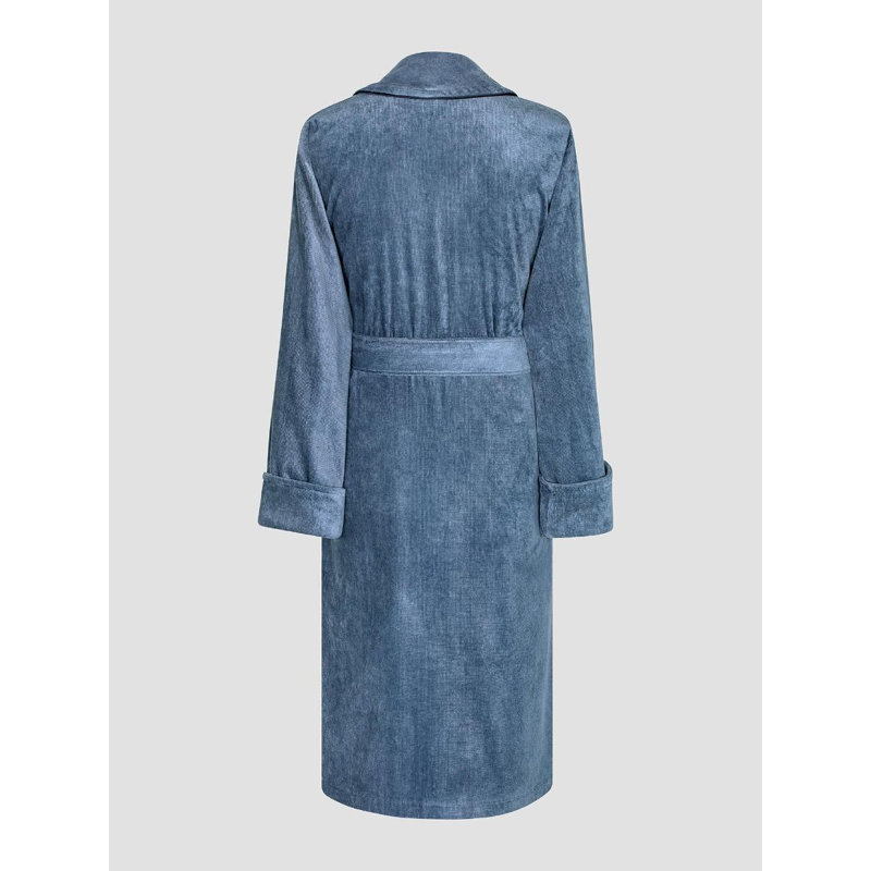 Simon 100% Cotton Terry Cloth Boy / Man+ Ankle Bathrobe, Blue, L