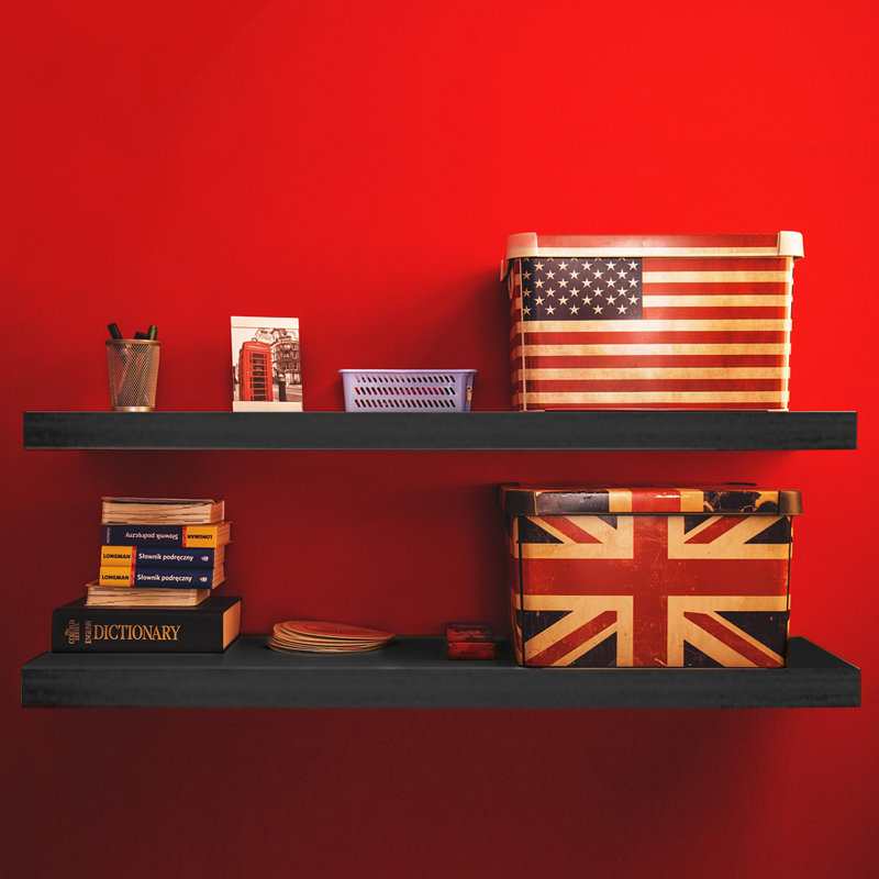 Plastic / Acrylic Floating Shelf, 3.80cm H x 80cm W x  23cm D, Black