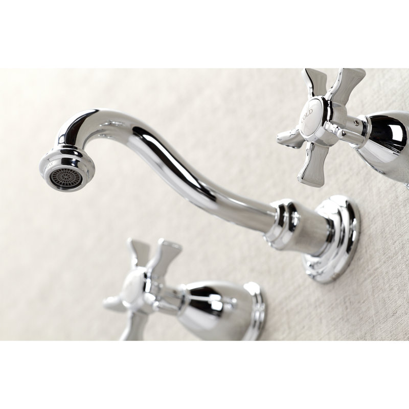Kingston Brass Hamilton Two-Handle 3-Hole Wall Mount Bathroom Faucet, Polished Chrome