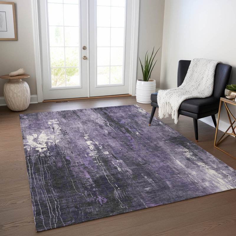Tapis mauve intérieur / extérieur lavable à la machine Cinead ACN1683, Rectangle 5 pi x 7 pi 6 po