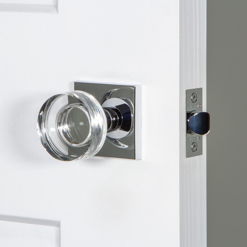 Viaggio Circolo Rosette Privacy (Bed & Bath) with Circolo Crystal Knob, Bright Chrome, Square, 2.38"