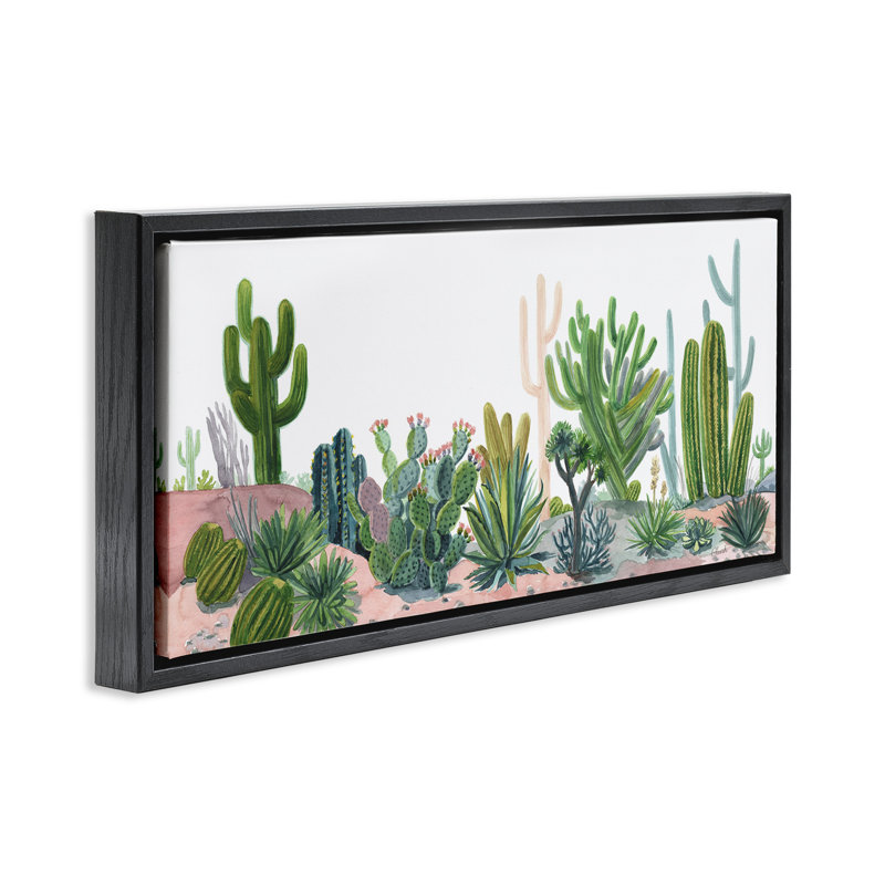 Cactus variés, H 11 po x l 25 po, Cadre flottant noir de jais
