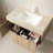 36" Wall-Mounted Bathroom Vanity, Travertine-Pattern Sintered Stone Top, Soft-Close Doors & Drawer, Pre-Assembled, Light Wood/White Oak-2145271482