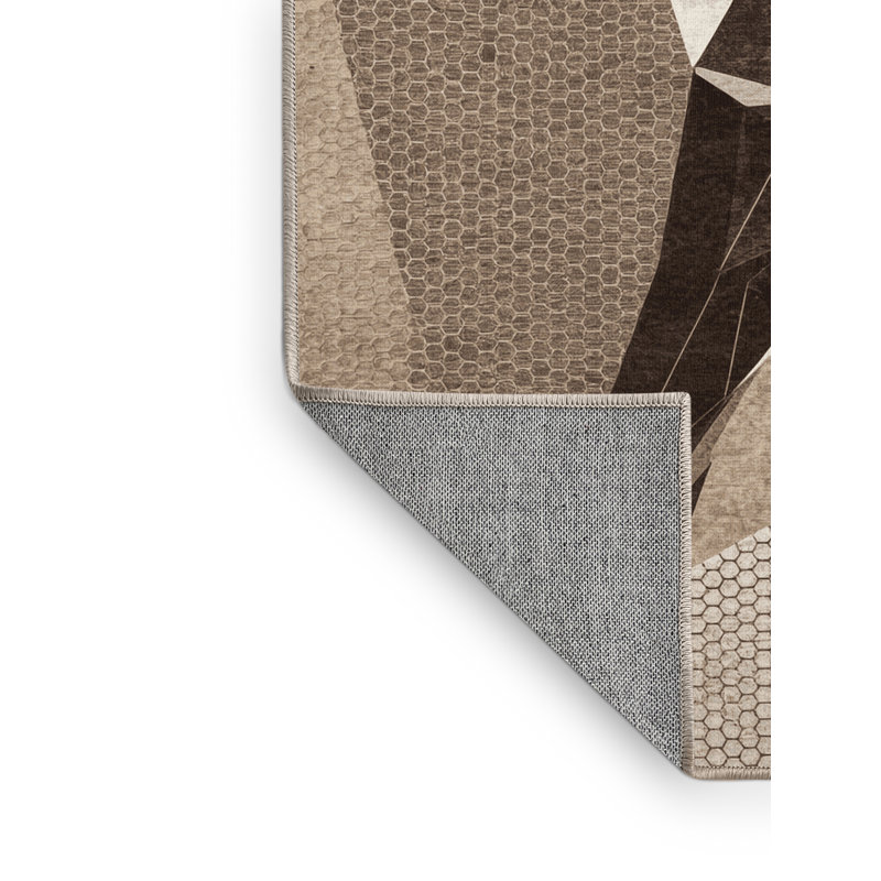 Machine Washable Pantelia Gibbon Modern Geometric Rug in Beige – Beige Binding, 7x10