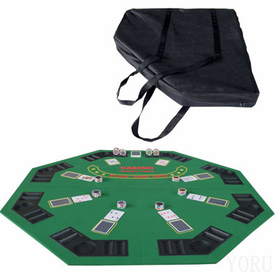 Tapis de table de poker pliable de 48 po pour 8 joueurs Texas Holdem Octogone
