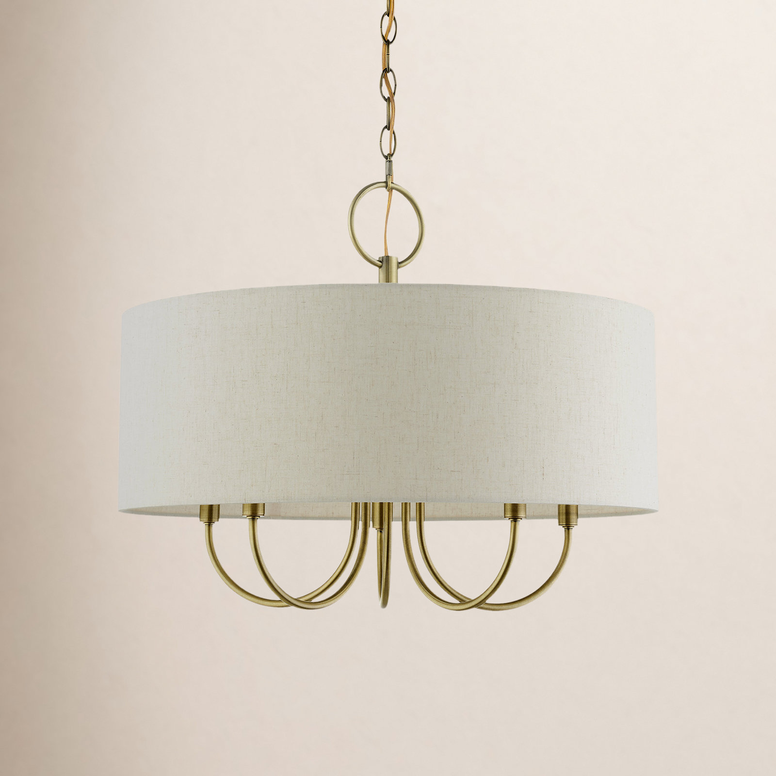 Raymond 5 - Light Dimmable Drum Chandelier, Antique Brass