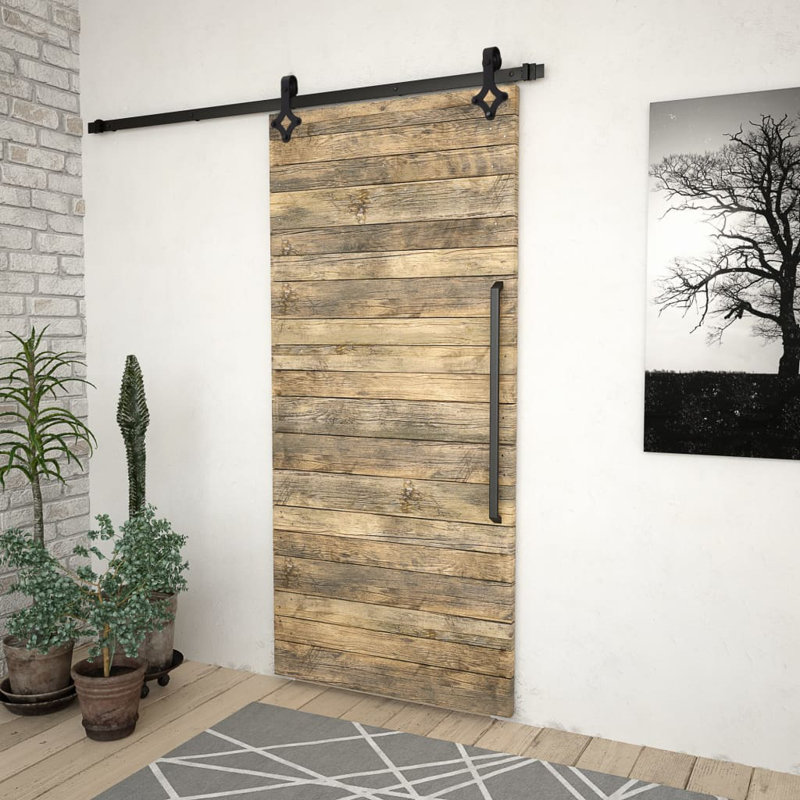 Yfke Sliding Single Door Barn Door Hardware Kit