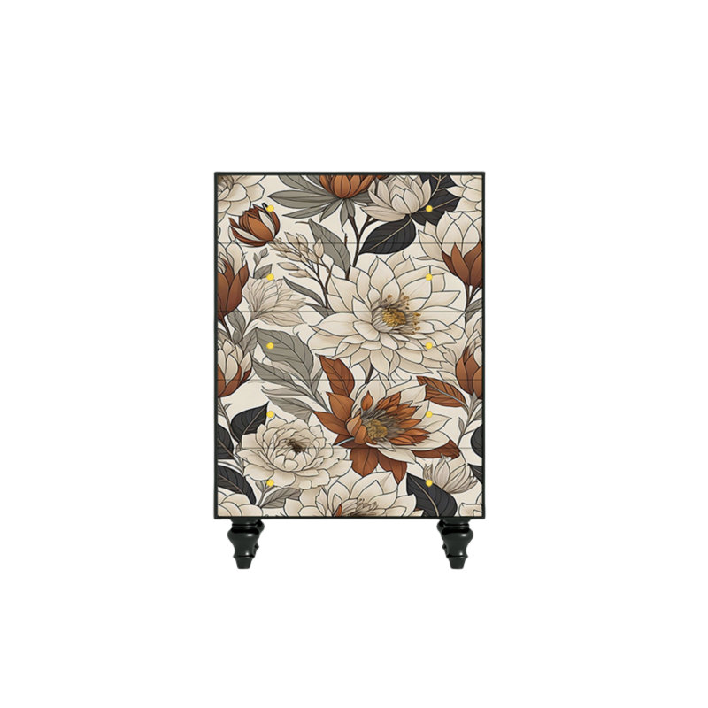 Commode d'appoint avec cinq tiroirs Retro, Noir