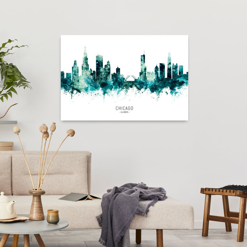 Chicago, Chicago, horizon, architecture contemporaine, art mural, H 24 po x l 36 po