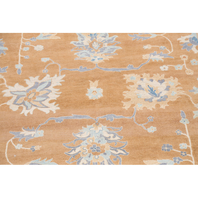 Tapis rouille en laine noué à la main de conception unique 9 pi x 12 pi