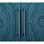 Armoire de rangement en bois avec portes à fleurs pour espaces de vie - Bleu marine et poignées en métal