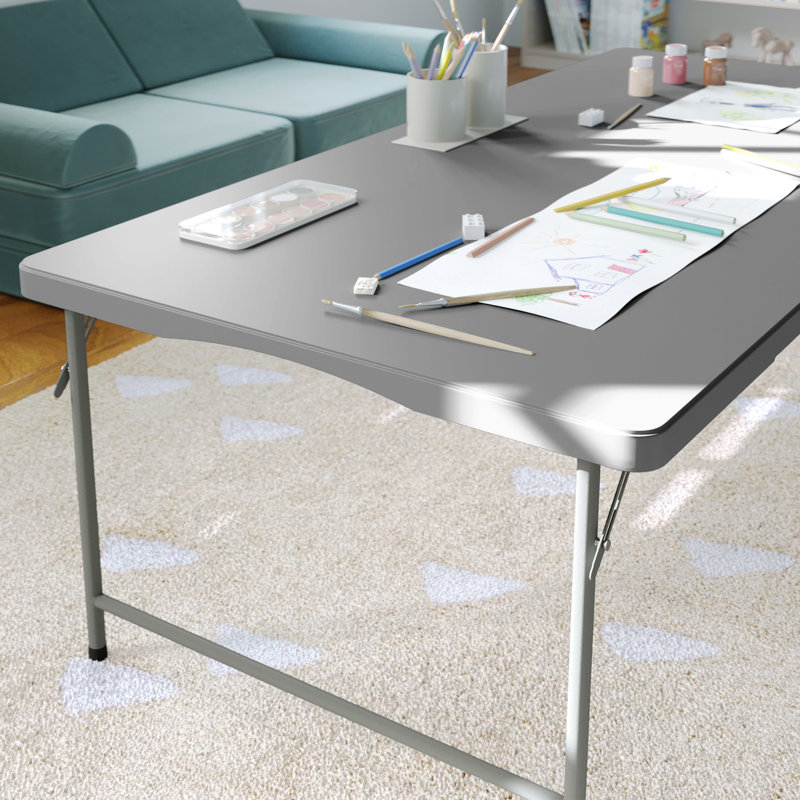Indoor and Outdoor Kids Bi-Fold Plastic Folding Table - 30x60, Grey