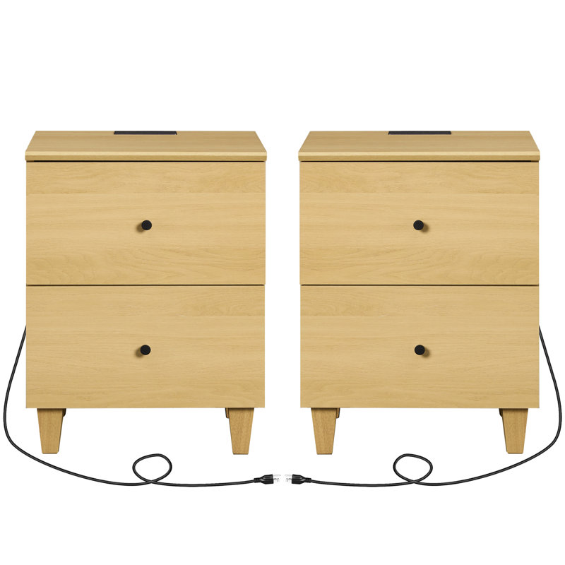 Lysiane 2 - Drawer End Table Set, Oak